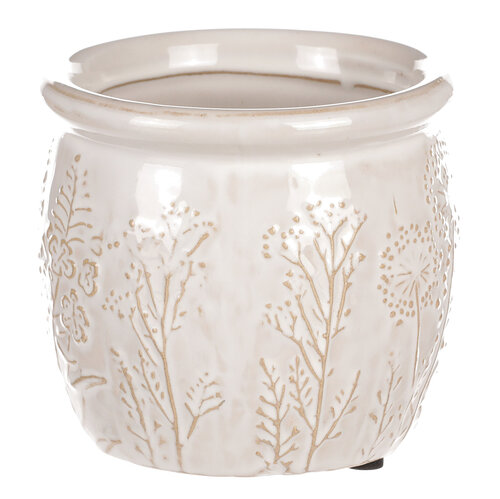 Ghiveci ceramic pentru flori de câmp, bej,diametru 11 cm x 10 cm