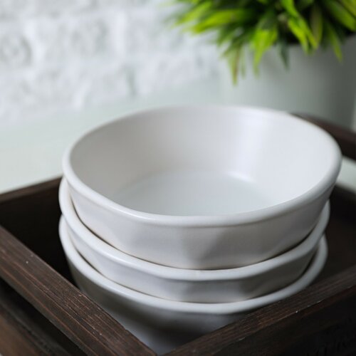 Set mit 6 Steingutschalen Facetta 12 cm, weiß