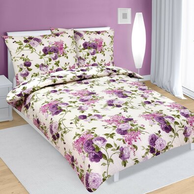 Lenjerie de pat din bumbac Bellatex Trandafir lila, 140 x 220 cm, 70 x 90 cm