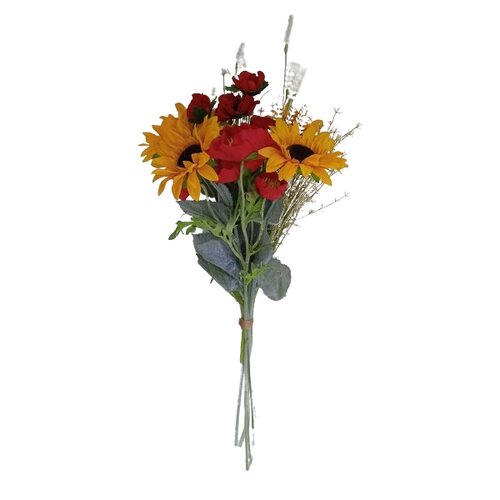 Buchet artificial de floarea-soarelui și mac, 80 x19 cm