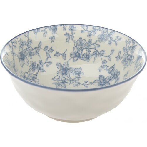 Bol de servire din ceramică Flori delicate 20cm, albastră