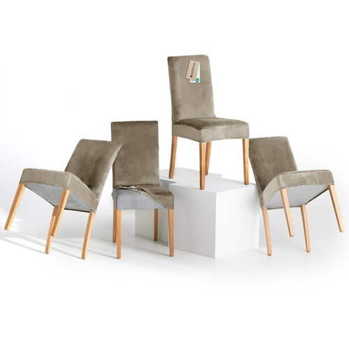 Spannbezug für Stuhl Restilo Sento Beige, 48 x 48 x 58 + 10 cm, 4er-Set