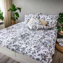 Lenjerie de pat Ema BW Flower, din satin, 140 x 200 cm, 70 x 90 cm Lenjerie de pat Ema BW Flower, din satin, 140 x 200 cm, 70 x 90 cm