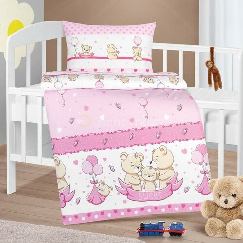 Bellatex Lenjerie de pat din bumbac pentru copii Agáta Familie de ursuleți,90 x 135 cm, 45 x 60 cm