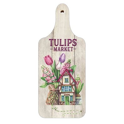 Bohemia Gifts Dekoratív fa deszka Tulips Market