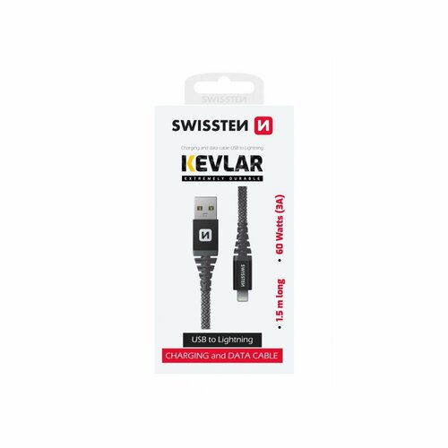 Cablu încărcare cu kevlar SWISSTEN USBLightning, 1,5 m