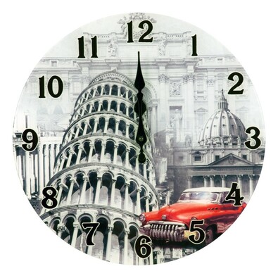 Nástěnné skleněné hodiny Itálie 34 cm