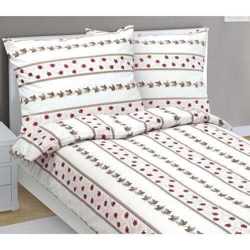 Bellatex Flanell-Bettwäsche Rose in Streifen, 140 x 220 cm, 70 x 90 cm