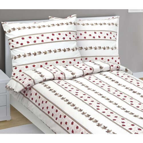 Lenjerie de pat din flanelă Bellatex Trandafir cu dungi, 140 x 220 cm, 70 x 90 cm