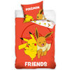 Carbotex Kinder-Bettwäsche Pokémon Eeve und Pikachu, 140 x 200 cm, 70 x 90 cm