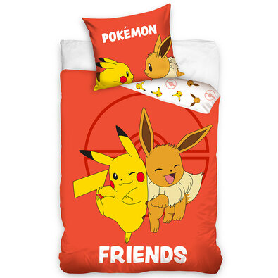 Carbotex Pokémon Evee és Pikachu gyermek ágynemű,140 x 200 cm, 70 x 90 cm