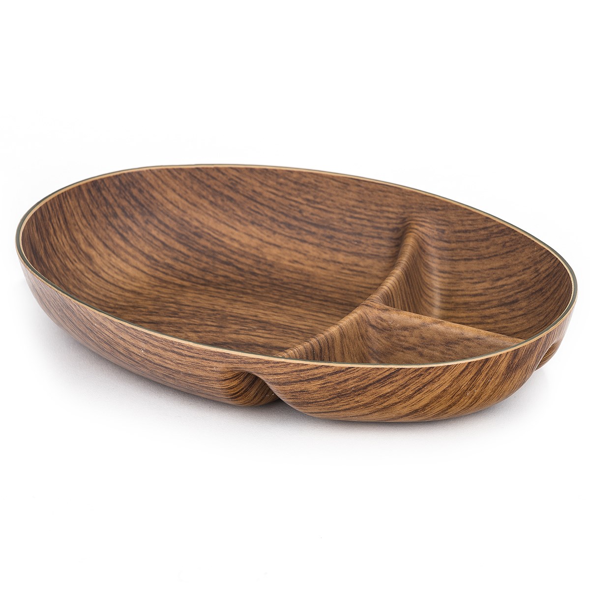 Plastový trojdielny podnos s dreveným dekorom Buffet, 26,6 x 23,7 x 4 cm