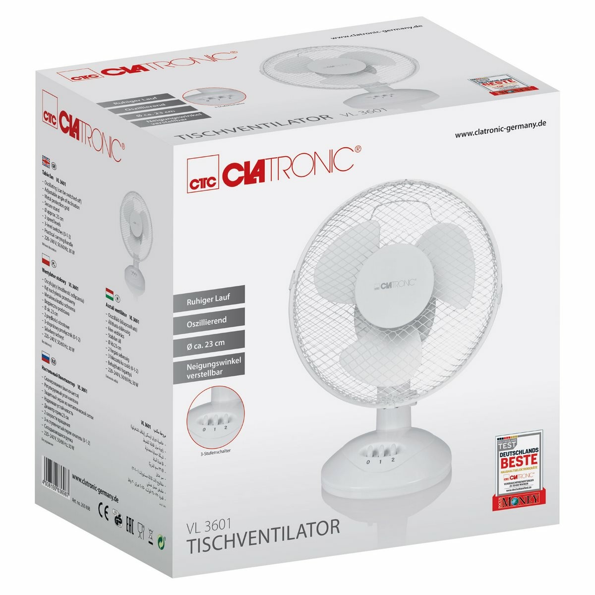 Clatronic VL 3601 stolní ventilátor 23 cm, bílá - thumb (4)