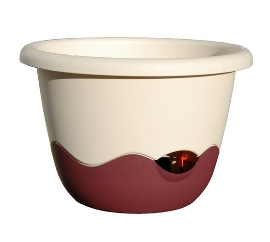 Plastia Samozavlažovací květináč Mareta bež +vínová, pr. 25 cm