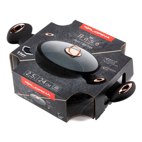 Florina Garnek niski z pokrywą Rose, 24 cm,