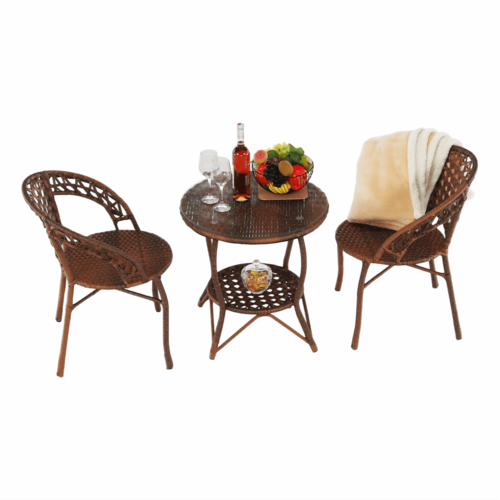 Set de grădină rattan 1+2, JARUB, maro