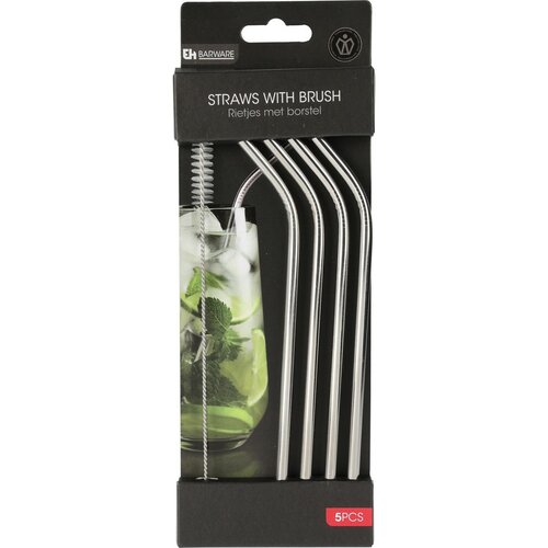Trinkhalm-Set mit Bürste, 5 Stück