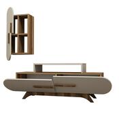 Stolik pod telewizor z szafką Rose Walnut and Cream