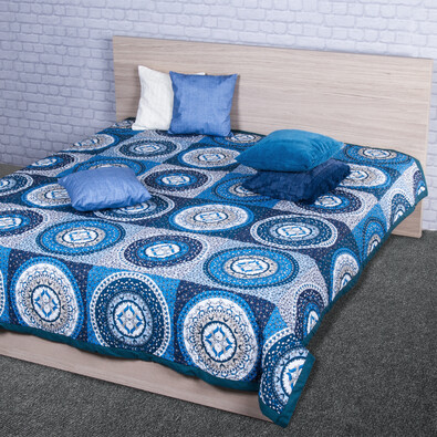 Narzuta na łóżko Gipsy niebieski, 220 x 240 cm