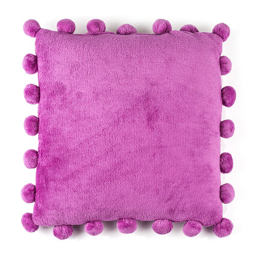 Polštářek Pompon fialová, 45 x 45 cm
