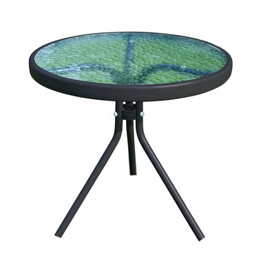 Garten Beistelltisch, schwarzer Stahl/gehärtetes Glas, HABIR