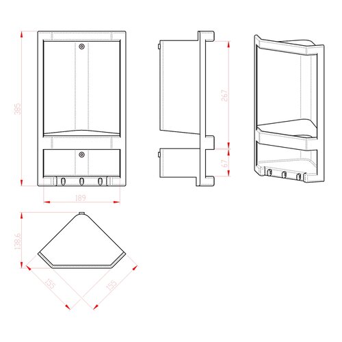 GEDY 8079 Junior zweistöckiges Eckregal, 18,9 x38,5 x 13,9 cm, Thermoplast, weiß