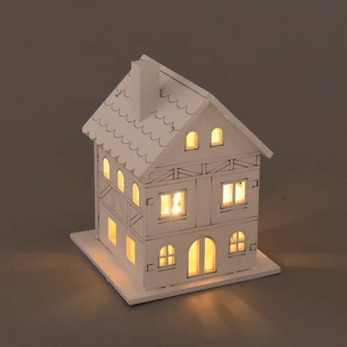 Різдвяна світлова прикраса Дерев'яний будиночок, 8x 10 x 8 см, LED