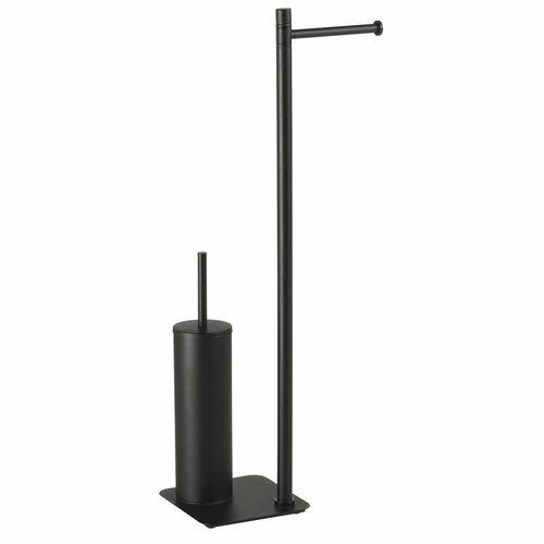 GEDY 113214 Artu állvány WC-papír tartóval és WCkefével, szögletes, fekete matt