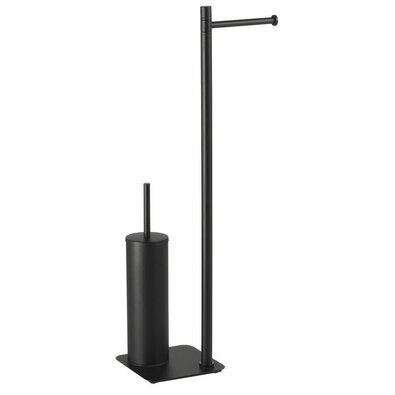 GEDY 113214 Artu állvány WC-papír tartóval ésWC-kefe tartóval, szögletes, matt fekete