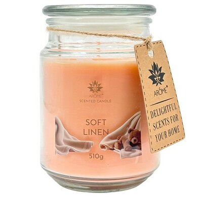 Arome Soft Linen gyertya üvegben, 510 g
