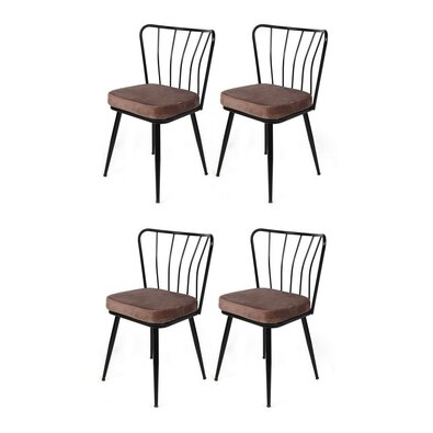 Set de scaune de sufragerie Yildiz Light Brown andBlack, 4 buc.