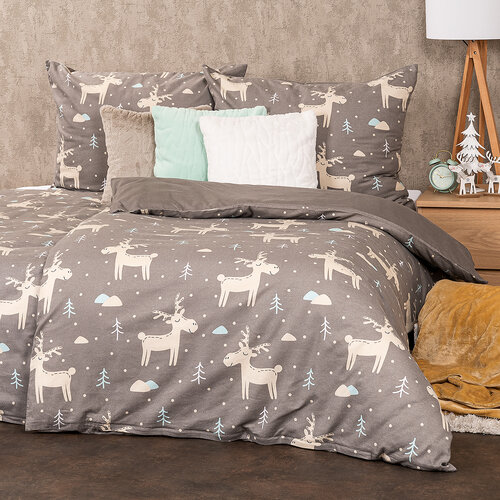 4Home Posteljnina iz flanele Happy reindeer, 140 x 220 cm, 70 x 90 cm
