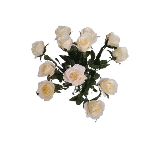 Mesterséges csokor fehér rózsák, 67 cm, 12 db