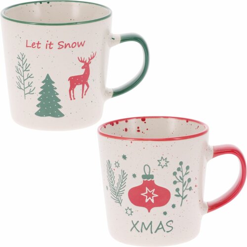 Set de 2 căni din ceramică Let It Snow/Xmas 350 ml