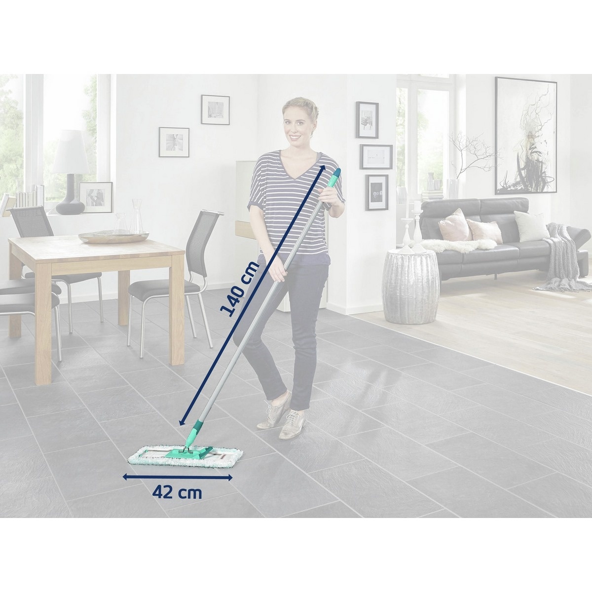 Leifheit Podlahový mop Profi Micro Duo s kovovou tyčí + náhrada Static Plus ZDARMA 55169 - thumb (5)