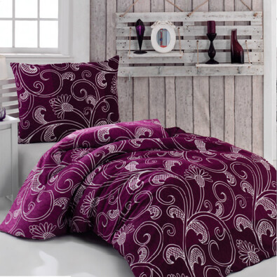 Bavlnené obliečky Romance fialová, 220 x 200 cm, 2 ks 70 x 90 cm