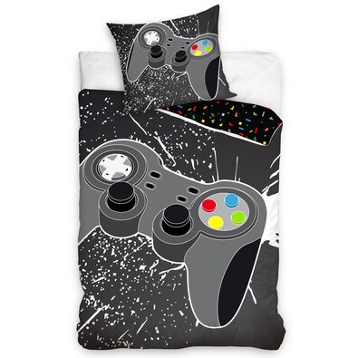 Lenjerie din bumbac, pentru copii, Gamer Gamepad, 140 x 200 cm, 70 x 90 cm