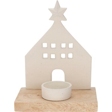 Dekorativni svečnik Kostelík z zvezdico bel, 15 x16 x 8 cm