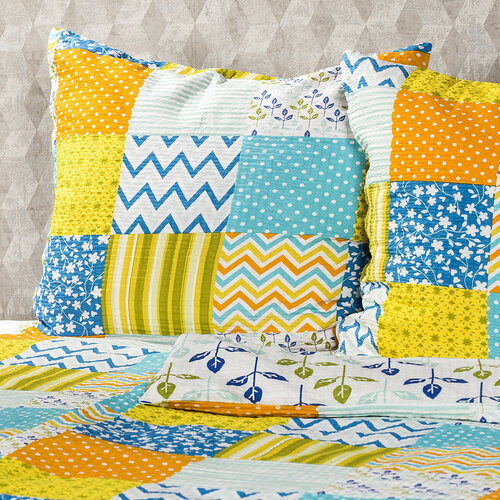 Lenjerie de pat bumbac creponat 4Home Patchwork  blue, 140 x 200 cm, 70 x 90 cm