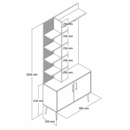 Wieszak z szafką na buty i półkami Viyana Walnutand Cream
