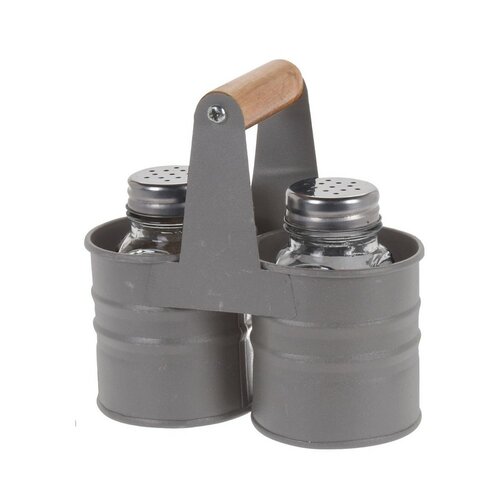 EH Salz- und Pfefferstreuer im Ständer, Grau