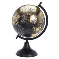 Złoty globus o śr. 20 cm na czarnej podstawie