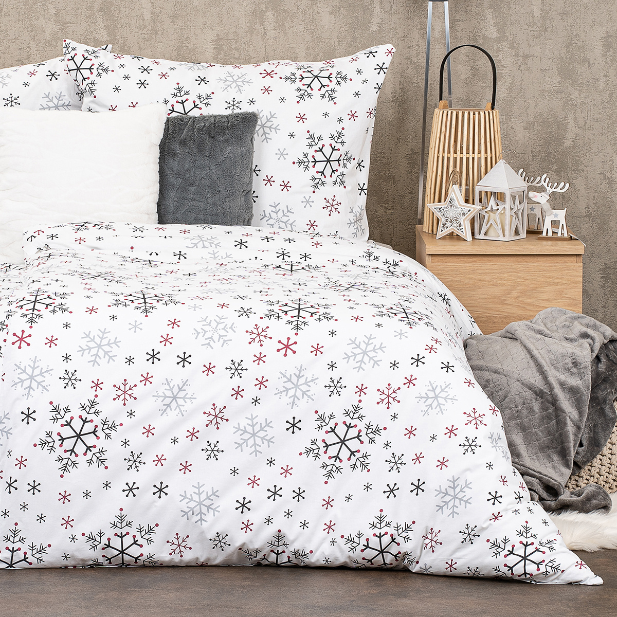 4Home Pościel bawełniana Snowflakes, 160 x 200 cm, 70 x 80 cm