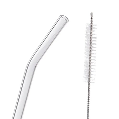 Orion Set of glass drinking straws with brush, 4pcs