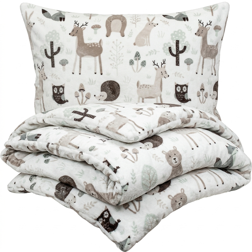 Lenjerie de pat pentru copii din microflanel 4Home Nordic friends, 140 x 200 cm, 70 x 90 cm
