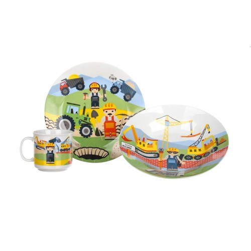 Banquet The Builders 3-delni otroški jedilni set
