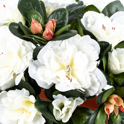 Floare artificială Azalee în ghiveci albă, 21 x 10 x 10 cm