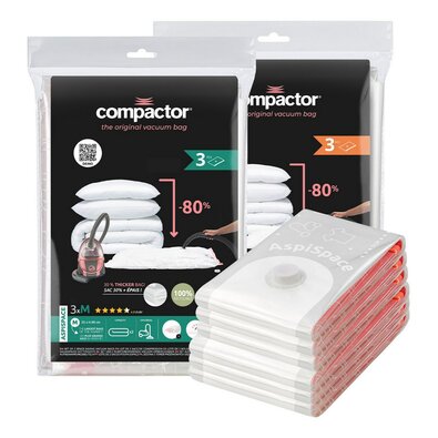 Compactor Set vákuových úložných vriec Aspispace 6 ks, 3x M + 3x L
