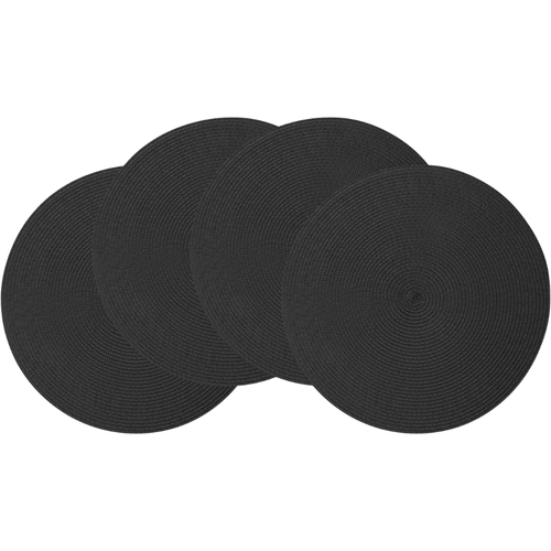 Altom Servietni prtiček Straw črn, premer 38 cm,set 4 kosov