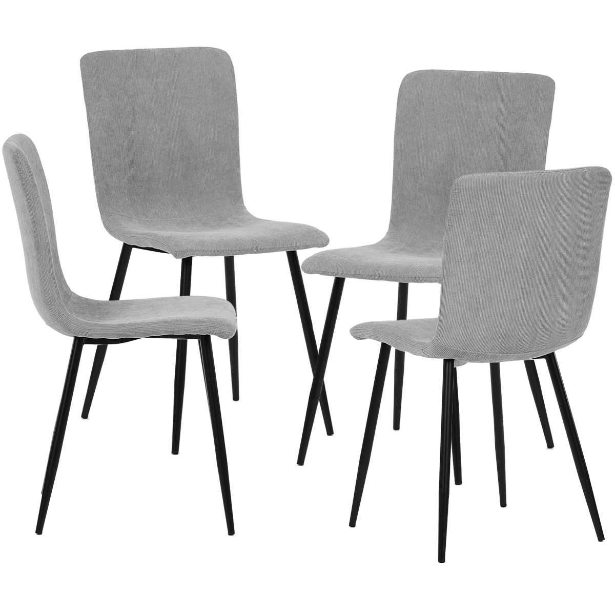 Fotografie Sada jídelních polstrovaných židlí 4 ks, šedá, 42 x 88 x 52 cm